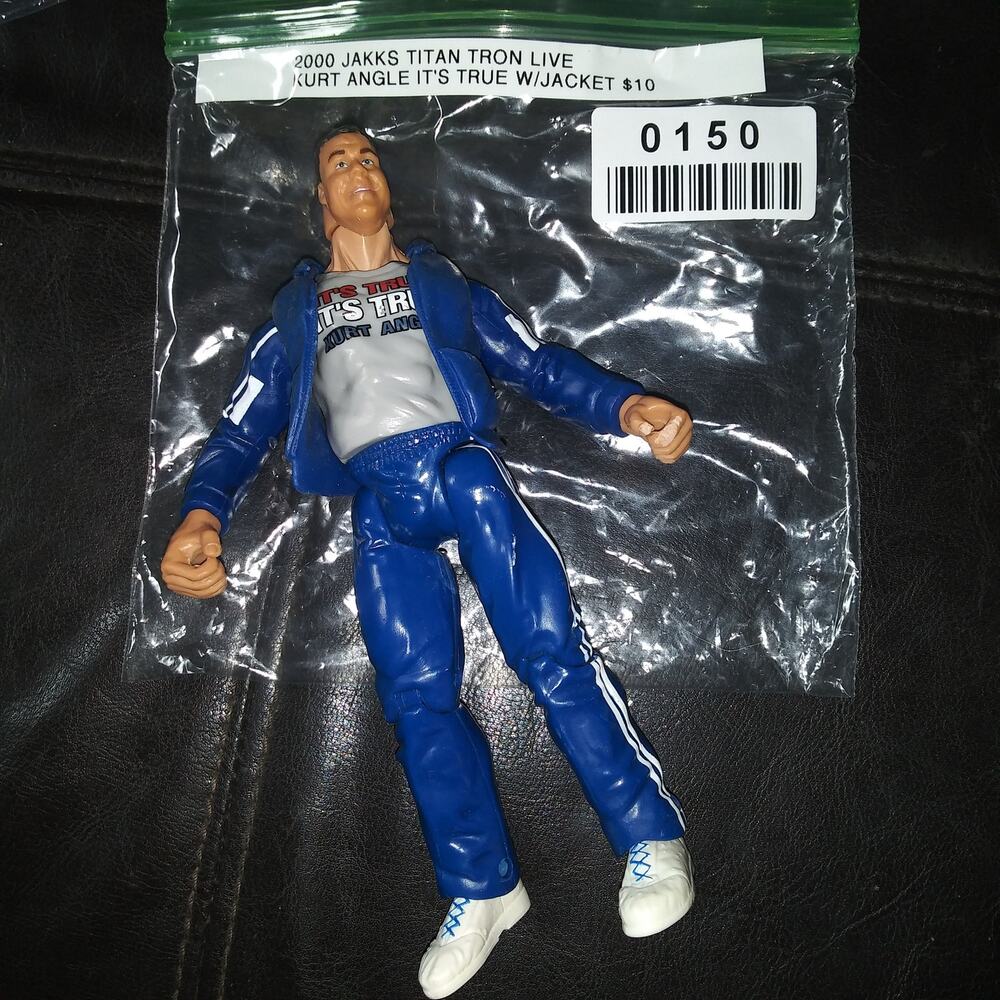 2000 Jakks Titan Tron Live Kurt Angle It's True Figure with Jacket Wrestling WWF